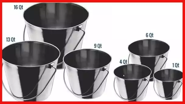 Indipets Heavy Duty Stainless Steel Pail - Durable Dog Food and Water Storage