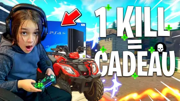 1 KILL = 1 GROS CADEAU POUR CE GAMIN SUR FORTNITE !