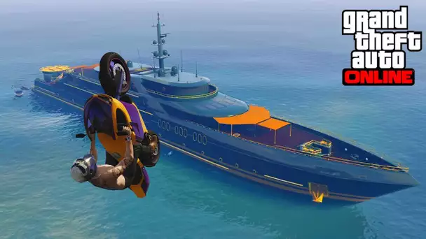 GTA 5 - Monter sur un Yacht en moto.. Bonne année !