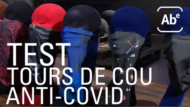 Test de masques tour de cou anti-Covid pour le ski. ABE-RTS