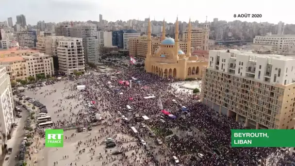 Liban : un drone filme des milliers de manifestants antigouvernementaux à Beyrouth