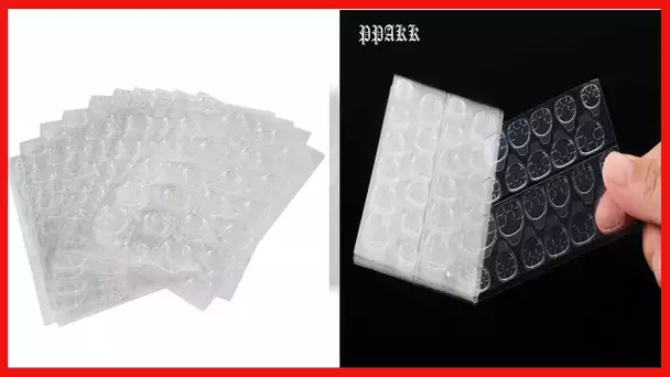 PPAKK 10 Sheets (240pcs) Double-Sided Nail Adhesive Stickers Breathable Transparent Bendable Fake