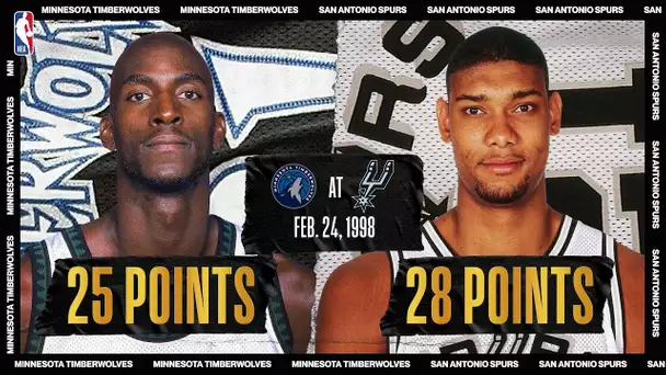 Kevin Garnett & Tim Duncan duel on 2/24/1998 | Timberwolves @ Spurs | #20HoopClass #NBATogetherLive