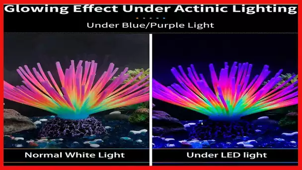 Uniclife Aquarium Imitative Rainbow Sea Urchin Ball Artificial Silicone Ornament with Glowing Effect
