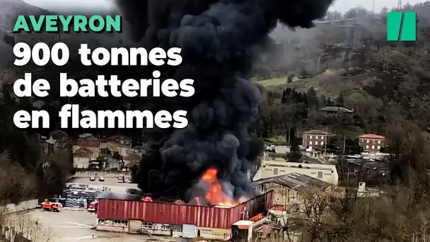 À Viviez, l'impressionnant incendie d'un entrepôt de batteries au lithium