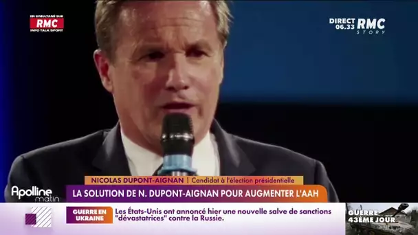 Présidentielle : la solution de Nicolas Dupont-Aignan pour augmenter l'AHH