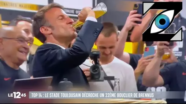 [Zap Actu] Emmanuel Macron avale une bière d’une traite devant le regard des joueurs... (19/06/23)