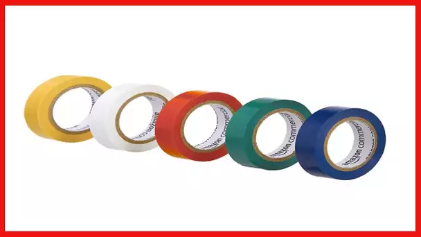 AmazonCommercial Electrical Tape, 1/2-inch by 6.66-yard, Multi-Color, 10-Pack