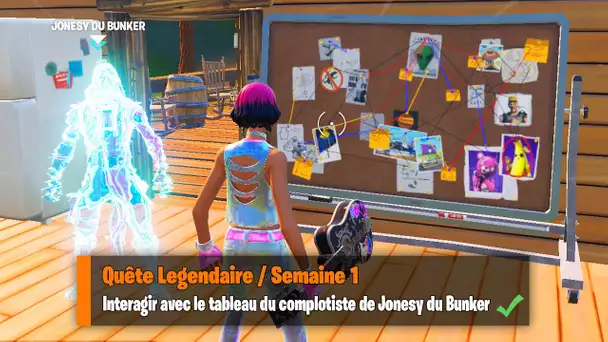 "INTERAGIR AVEC LE TABLEAU DE COMPLOTISTE DE JONESY DU BUNKER" (FORTNITE DEFIS SAISON 7)