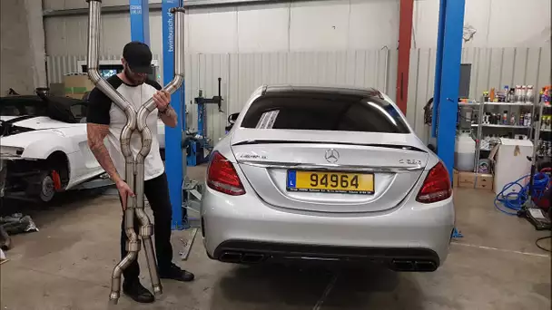 Je change la ligne d'échappement de ma C63s AMG !!