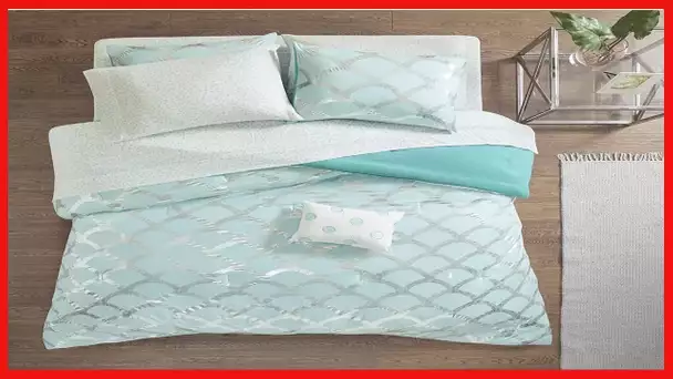 Intelligent Design Lorna Complete Bag Trendy Metallic Mermaid Scale Scallop Print Comforter