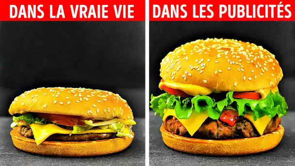 NOURRITURE DANS LES PUBLICITÉS VS DANS LA VRAIE VIE || ASTUCES UTILISÉES PAR LES ANNONCEURS