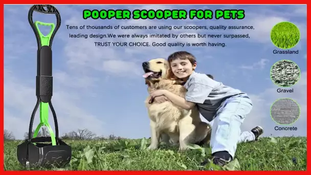 PPOGOO Non-Breakable Pet Pooper Scooper for Dogs and Cats with Long Handle High Strength Material