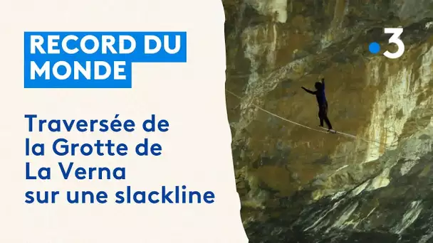 Pays basque : record du monde de slackline sous terre, à la grotte de la Verna
