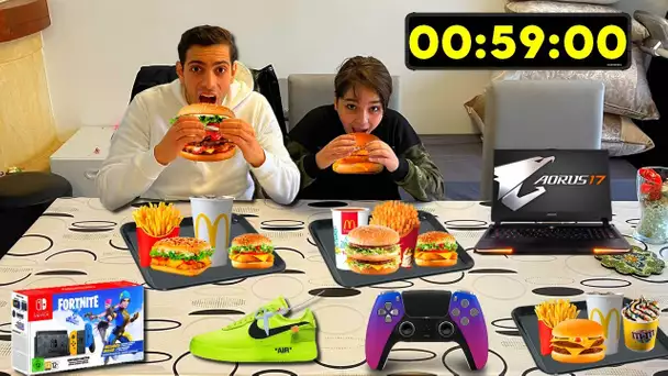 SI OMAR FINIT CE MCDO EN 1MIN IL GAGNE PLEINS DE CADEAUX 🎁 (Revanche 300 euros)