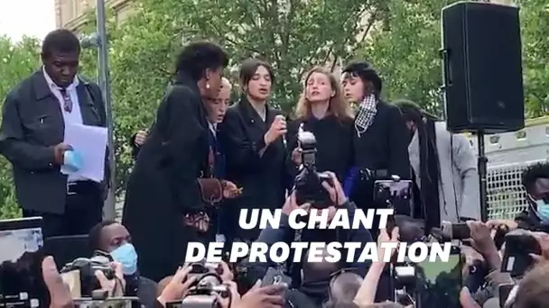 À la manifestation du 9 juin à Paris, Camélia Jordana entonne "We Shall Overcome"