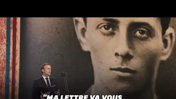 Emmanuel Macron lit une lettre d'un jeune résistant, Henri Fertet, pour les 75 ans du débarquement