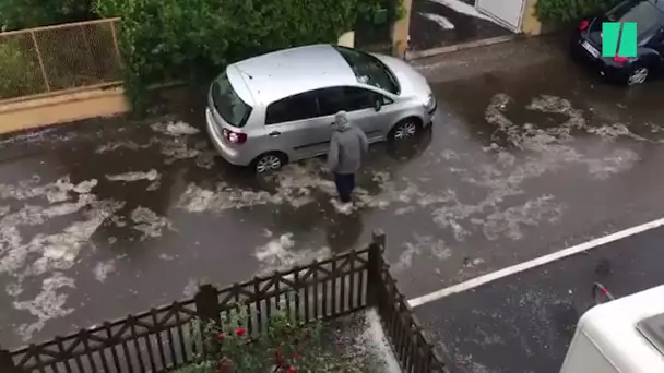Pluies de grêles, rues inondées: les images de l'orage qui a traversé la région Auvergne-Rhône-Alpes
