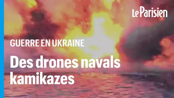 Guerre en Ukraine : l'explosion d'un drone naval kamikaze en mer Noire par un tir russe