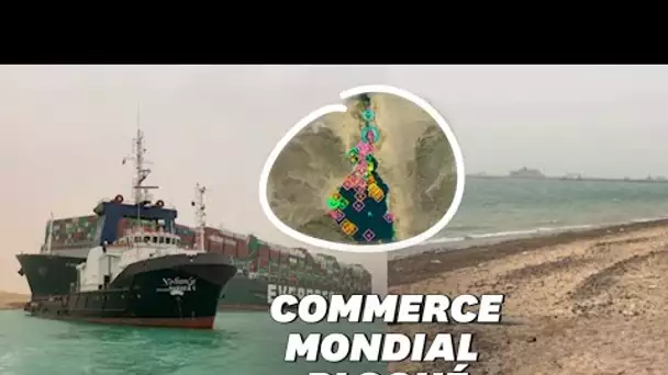 En Égypte, le canal de Suez bloqué par un porte-conteneurs après un accident