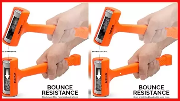 NEIKO 02847A 2 LB Dead Blow Hammer, Neon Orange | Unibody Molded | Checkered Grip