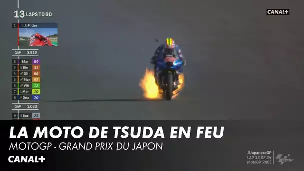 La moto de Tsuda en feu - Grand Prix du Japon - MotoGP