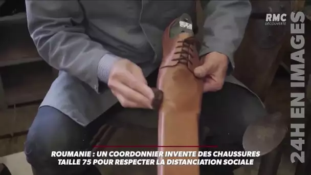 Il invente des chaussures en taille 75 "pour respecter la distanciation sociale"