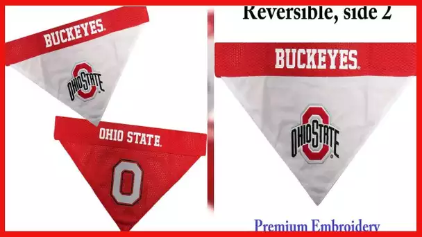 Pets First Collegiate Pet Accessories, Reversible Bandana, Ohio State Buckeyes, Large/X-Large
