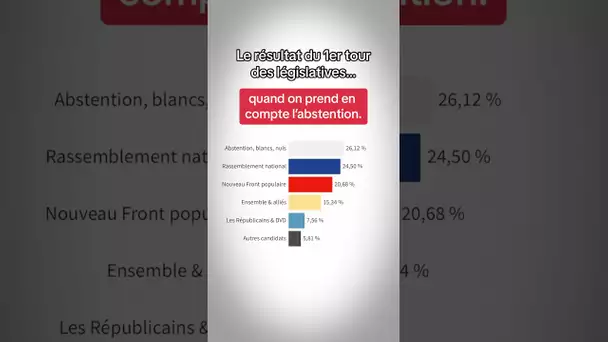 Le résultat du premier tour des législatives 2024 quand on prend en compte l’abstention