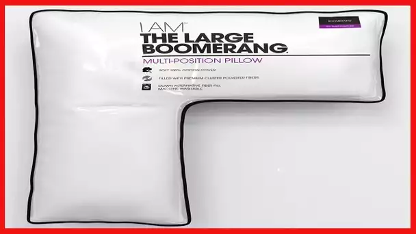 I AM The Large Boomerang Pillow, (Pack of 1), White
