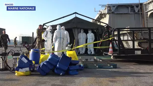 Les tests de dépistage du coronavirus réalisés sur les marins du Charles de Gaulle le 14 avril.