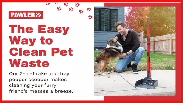 Pawler Dog Pooper Scooper for Large & Small Dogs - Heavy-Duty, Metal and Aluminum Poop Scoop Set