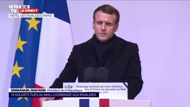 Emmanuel Macron salue "13 destins français, 13 visages, 13 vies données"