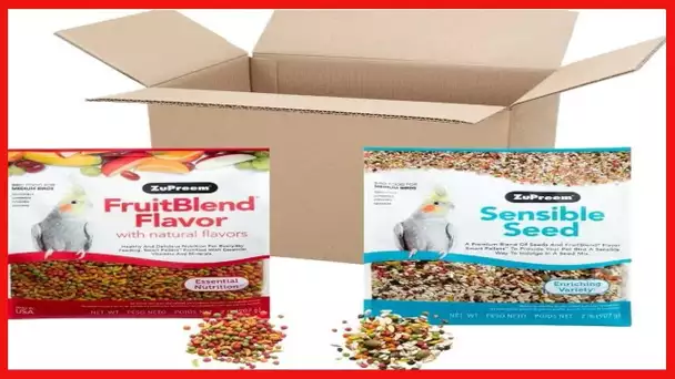 ZuPreem Bundle FruitBlend Flavor Pellets & Sensible Seed for Medium Birds, 2 lb (Pack of 2)