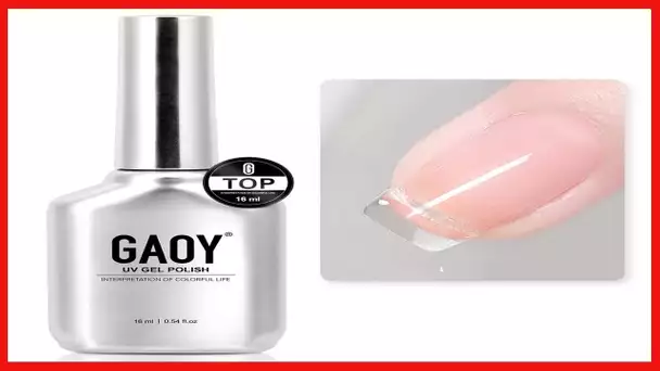 GAOY Gel Top Coat for Gel Nail Polish, 16ml No Wipe Clear Finish, High Gloss Varnish for Long