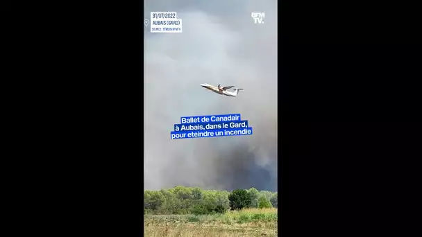 Incendie dans le Gard: les Canadair défilent à Aubais, pour éteindre les flammes