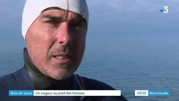 Stéphane Krause, nageur en eau libre, s'offre les falaises d'Etretat