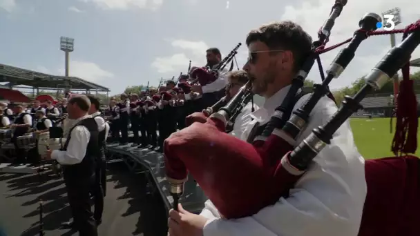 Festival Interceltique de Lorient 2023. Prestation du Bagad Sonerien an Oriant (Lorient)