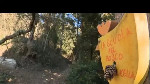 MEDITERRANEO – Les forest schools, à Fumane, en Italie, pas de salle de classe et des élèves dehors.