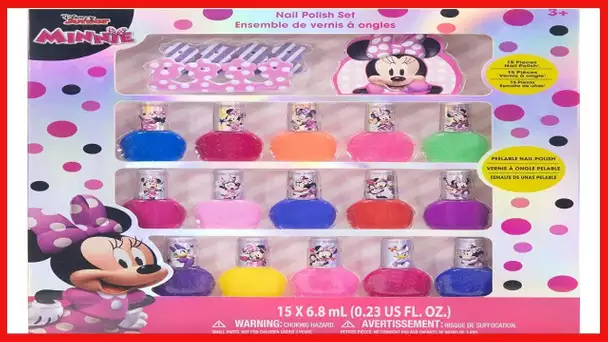 Townley Girl-Disney Minnie Mouse|The Top Nail Saloon for Kids|Non toxic,Glittery,Opaque,Water Based