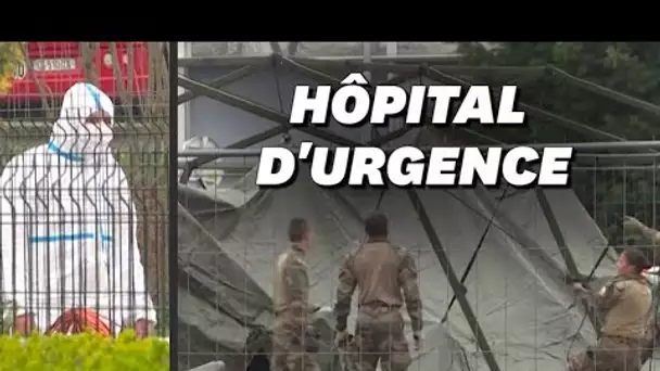 Les images de l'hôpital de campagne militaire qui se déploie à Mulhouse