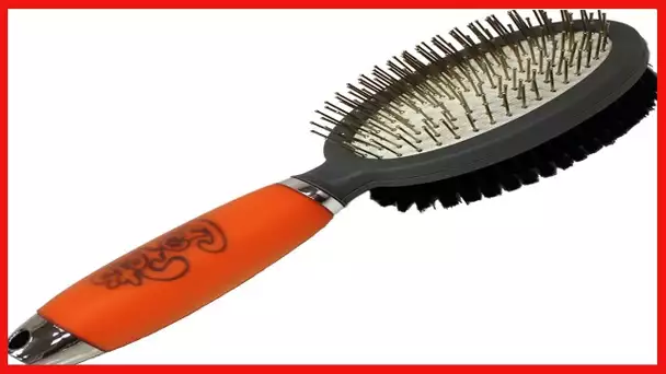 Professional Double Sided Pin & Bristle Brush for Dogs & Cats by GoPets Grooming Comb Cleans Pets