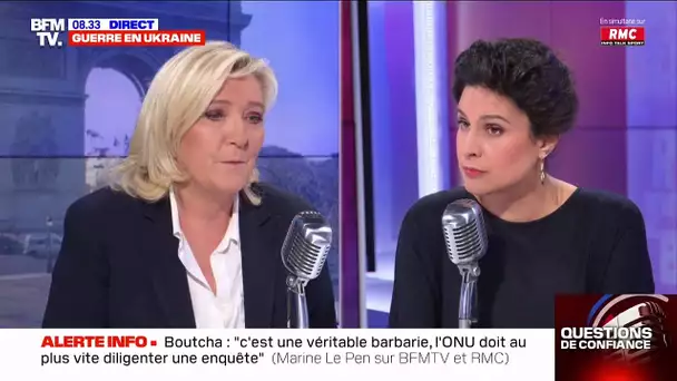 Le Pen : "A Boutcha, je pense qu'il s'agit là clairement d'un crime de guerre"