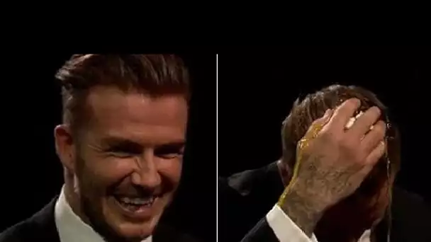 VIDEO - David Beckam, sur un plateau télé, un oeuf écrasé sur la tête
