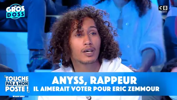 Anyss, rappeur, explique pourquoi il aimerait voter pour Eric Zemmour en 2022