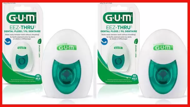 GUM - 10070942304273 EEZ-Thru Dental Floss, Mint, 43.3 Yards (Pack of 6)