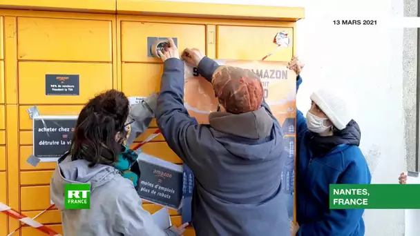 France : des militants d’Extinction Rebellion protestent contre l’ouverture des boîtes Amazon