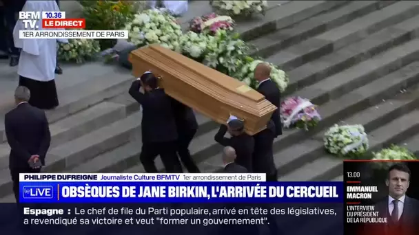 Obsèques de Jane Birkin: le cercueil porté par ses filles Charlotte Gainsbourg et Lou Doillon