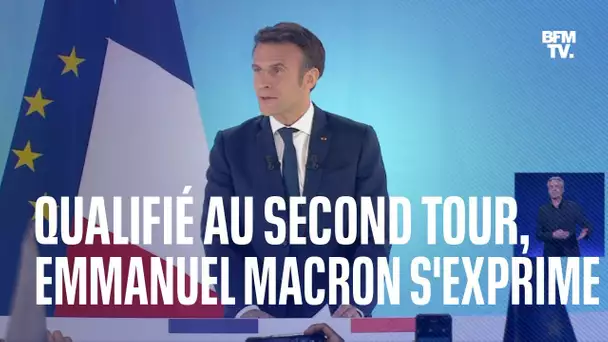 La prise de parole d'Emmanuel Macron après sa qualification au second tour de la présidentielle