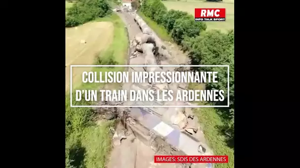 Images impressionnantes du déraillement d'un train transportant des produits chimiques, en Ardennes